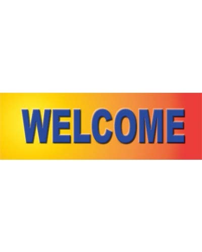 Welcome (Directional Banner) Blended Background/Blue Lettering (Shown)