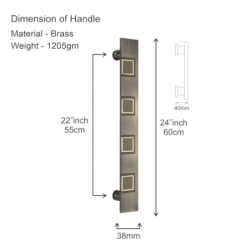 Image of COMPASS 24 inch Brass Main Door Handle | Door Handles for Main Door | Pull Handles for All The Doors of House | Office | Hotels(Pack of 1, Antique Finish)