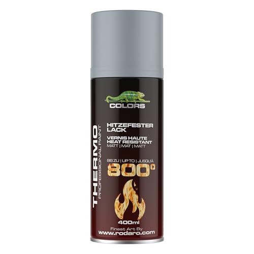 COLORS Hitzefest Sprühlack - 400ml Hochtemperatur Spraydose - Hitzebeständig bis 800°C - Hitzeresistenter Lack ideal für Kfz, Grills, Kamin - Silber matt