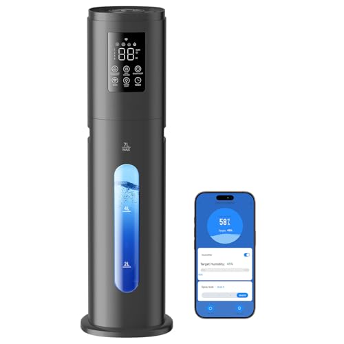 Image of Smart Humidifiers for Bedroom Large Room with Smart App & Remote Control, 7L /1.85Gal Room Humidifier, 4 Mist Levels Large Humidifier for Home Graphite