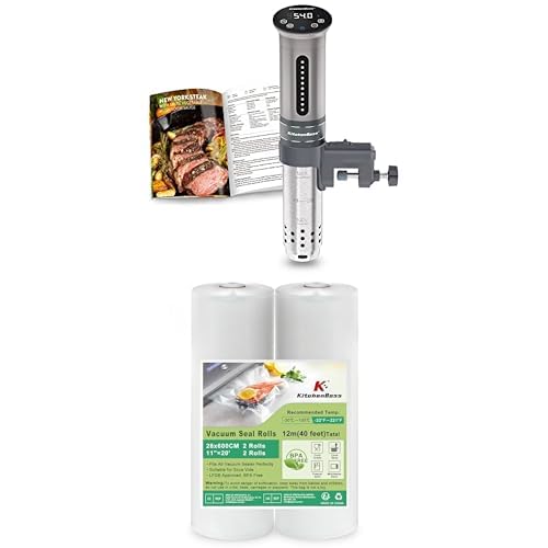 Bundle of KitchenBoss Sous Vide Garer Stick Präzisionskocher•1100W + KitchenBoss Vakuumbeutel 2 Rollen 28x600cm