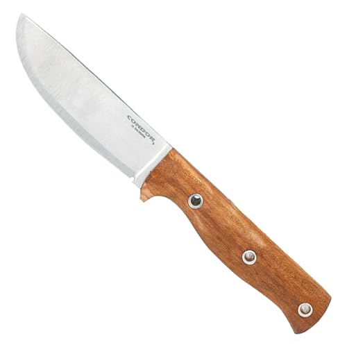 Condor Tool & Knife Swamp Romper | Camping Fixed Blade Knife | 1075 High Carbon Steel | Walnut Handle | Hand Crafted Welted Leather Sheath | Bush Crafting Knives | 4.5in Blade | 5.6oz