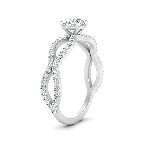 Image of 55Carat Choose Your Gemstone Pave Split Wave Diamond CZ Ring Sterling Silver Round Shape Split Shank Engagement Ring Everyday Jewelry Wedding Jewelry Handmade Gifts for Wife US Size 4 to 12