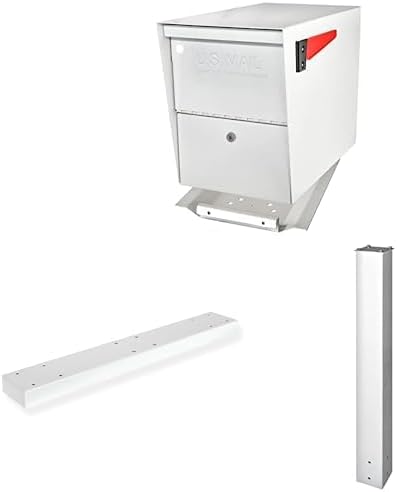 Mail Boss Package Master X3 In-Ground Mount Combo Kit Locking Metal Standard Mailbox - Alpine White