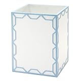 Izod – Wastebasket, Hand-Painted Sand Resin with Blue Trellis Design, Geometric Home Decor – Perfect for Bathroom, Bedroom, Kitchen or Office (Trellis)