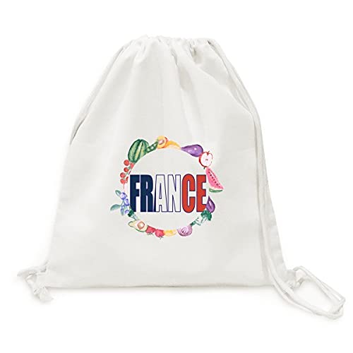 Sac en tissu pliable à sangle légumes fruits pavillon nom France