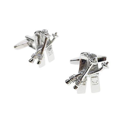 Cuff-Arts Cufflinks for Men Skis and Poles Skiing Sport Cufflinks with a Gift Box C10293 Cover