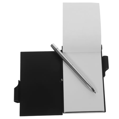 Parliky 属製シェルポケットノート ペン付き 小型メモパッド 無地書き込み用 ダブルコイル綴じ 手帳型ミニノート オフィス 学校 プレゼント用途