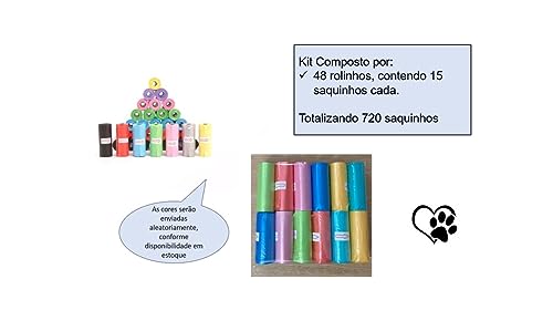 Kit com 48 Rolos de Sacola Higiênica Cata Caca PET - 720 Saquinhos