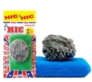 HIC Sponge Scrub pad Scratch Proof Kitchen Utensil Scrubber Pad and Steel Scrotcher Stainless Steel Scruber | Combo Pack of 3 Puffy Pad and 3 ScotcherTwin Pack (Pack of 3)
