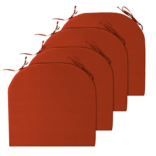 Wellsin Outdoor Chair Cushions For Patio Furniture - Patio Chair Cushions Set Of 4 - Waterproof Round Corner Outdoor Seat Cushions 17"X16"X2", Brick Red #TOP1