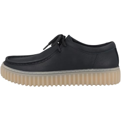 Clarks Mens Torhill Lo Leather Navy Shoes 9 US