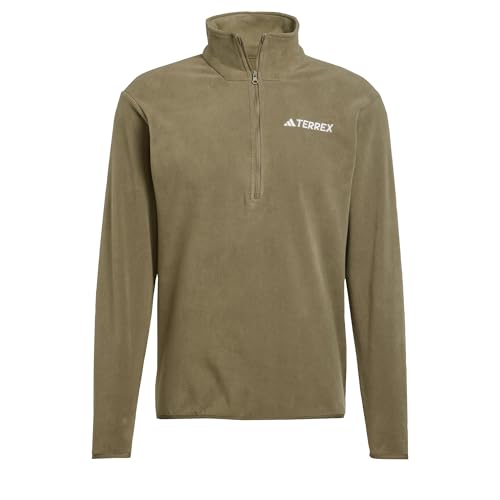 adidas Men's Terrex Multi Essentials Half Zip Fleece Jacket, olive strata, L