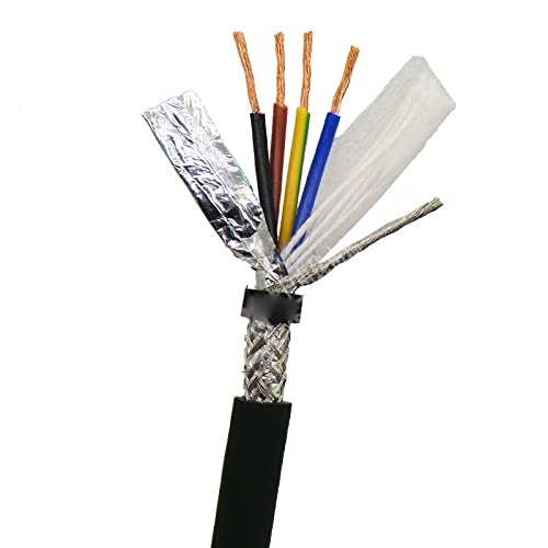 Shielded Towline Wire 4 Core 0.3, 0.5, 0.75,1 Mm² High Flexibility TRVVP Drag Chain Cable 5m (22,20,18,17 AWG) (Color : 5m, Size : 4 core 0.75mm2)