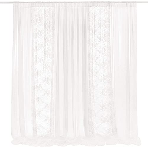 Ling's moment Wedding Arch Backdrop Decorations Lace Backdrop Curtains 15ft x 10ft Arch Drapping Fabric