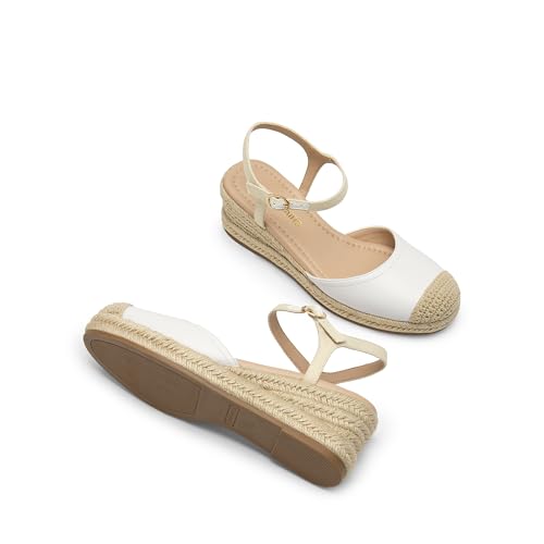 DREAM PAIRS Women's Wedge Sandals, Closed Toe Espadrilles Platform Wedge Heels with Adjustable Ankle Straps and Comfortable Cushion Insoles4