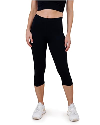 SES Damen Leggings Capri 3/4 Schwarz Baumwolle (40/42)