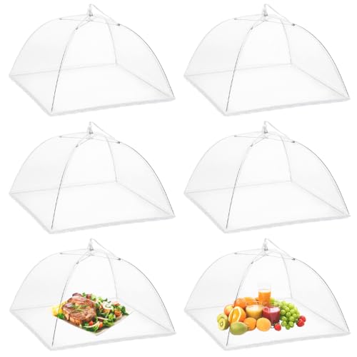 6 Pack Food Serving Tents 17 Inch Pop-Up Encrypted Mesh Food Covers, Keep Flies Bugs Mosquitoes Away, Fine Net Screen Umbrella for Outdoors, Parties Picnics, BBQs, Reusable and Collapsible