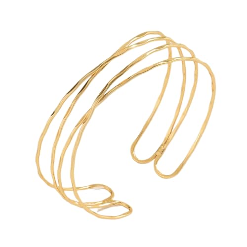 Gold Arm Cuff Jewelry for Women - Upper Arm Bracelet Bangle, Metal Adjustable Gold/Silver Plated