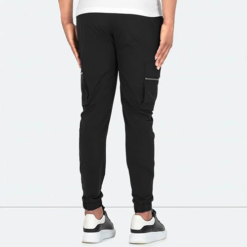 Pantalon cargo décontracté pour homme coupe jogging fuselé noir