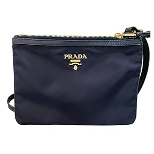 Prada Tessuto Nylon Blue Double Zip Calf Leather Crossbody Bag 1BH046