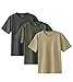 LAPASA Pacco da 3 T-Shirt 100% Cotone Uomo Maglietta Manica Corta vestibilità Rilassata M34 - Casual Leggera Estivo Tinta Unita Girocollo Elasticizzato Oversize XL Beige, Verde Oliva, Grigio Scuro