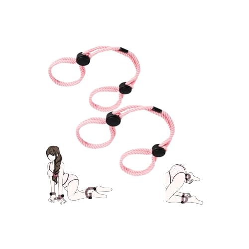 Image of Rope Handcuffs Bracelets 2 Pcs Sex Restraints Ankle Cuffs BDSM Bondage Adjustable Handcuffs Anklets Sex Toys Cotton Ropes Wrist Cuffs Beginner Fetish Adult SM Game for Women (Pink)