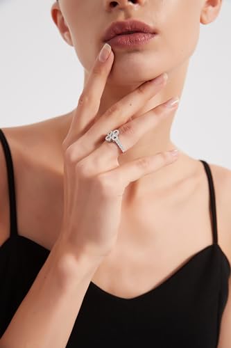 THELANDA Genuine Moissanite or Simulated Diamond Intersecting For Infinity Love Knot Promise Engagement Ring For Women4