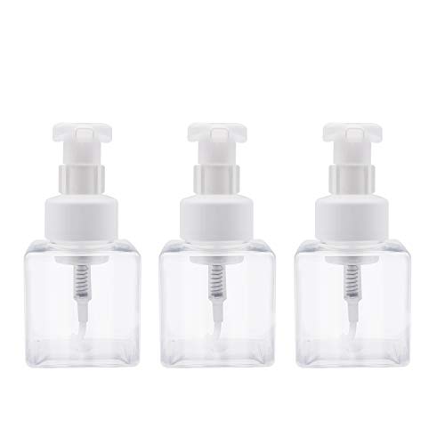 TRENDBOX Foaming Soap Dispenser (3 pack 8.5oz/250ml) Foam Pump Bottles Square Bottles for Liquid Soap, Shampoo, Body Wash, Cosmetics Packaging