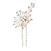 Produktbild Neborn Perle Strass Haarnadeln Hochzeit Haar Zubehör Silber Perle Haarnadeln Blume Braut Haar Pins Haar Ornamente Haar Stick (Golden)
