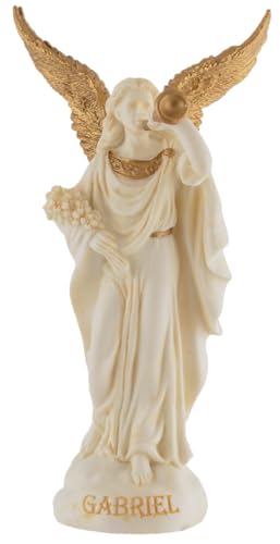VOGLER Joh. Vogler GmbH Archange Gabriel 708-78192 Figurine miniature en pierre artificielle peinte à la main avec peinture dorée
