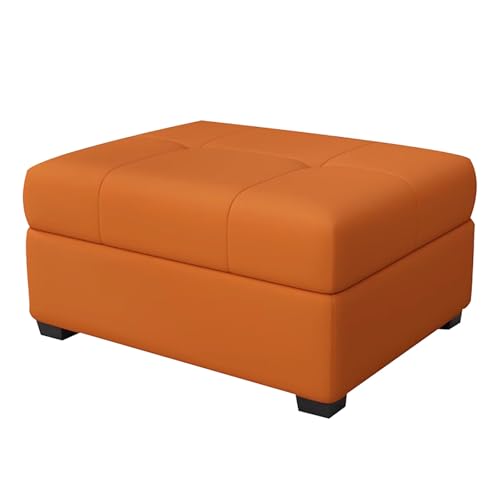 ZPRYZHD Otomana de Almacenamiento Moderna, Banco Versátil con Asiento de Almacenamiento, Banco Otomano de Cama, para Sala de Estar, Entrada del Dormitorio(Orange,55.1in/140cm)