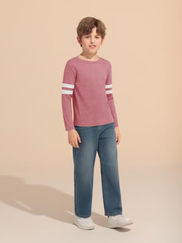 Image of Haloumoning Boys Long Sleeve Shirts Kids Crewneck T Shirts Casual Striped Tops Tees 5-14 Years