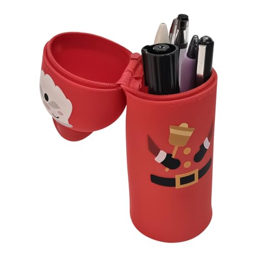 Estuche de silicona para lápices, suministros escolares de Navidad, organizador retráctil, bonito estuche para bolígrafos, estuche de papelería para estudiantes, profesores, niños, niñas, aula