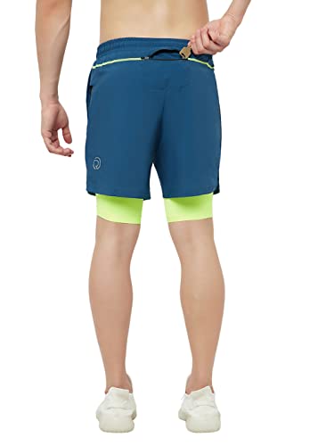 Image of TRUEREVO - 2 in 1 Running Sports Shorts for Men with Mobile Phone Pocket - Quick Dry & Lightweight Moisture-Wicking Active Wear, Gym Shorts for Men Workout - Double Layer Half Pant with Inner Tights