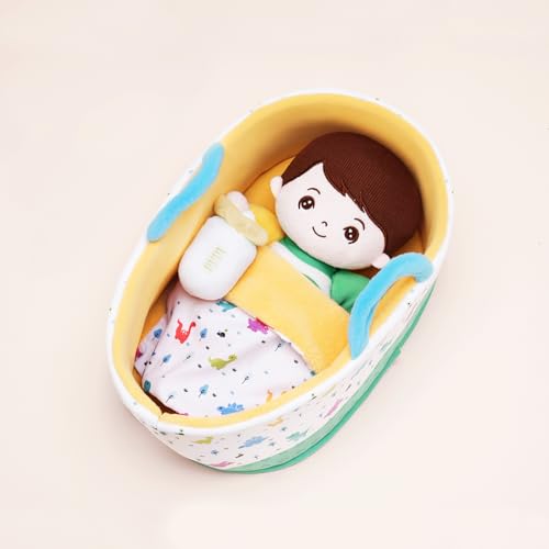 Image of OUOZZZ 10 inch Soft Baby Boy Doll Set, Baby Doll Accessories Pretend Playset Emotional Social Doll for 2 Year Olds Boy Christmas Birthday Gift