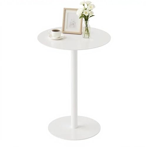 HOMEWINS Mesa auxiliar redonda en blanco, textura mate de metal de alta calidad, mesa de centro de diseño moderno, mesita de noche, mesa de café, mesa de sofá, 40 x 60 cm