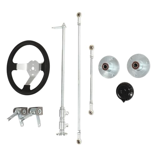 Yctze Go-Kart-Lenkrad-Set, Go-Kart-Lenkrad-Set, Metall, Go-Kart-Lenkrad-Set, 300 mm Spurstangen-Zahnstangenwellen-Set für 100 cm³, 125 cm³, 140 cm³, 150 cm³ Go-Kart