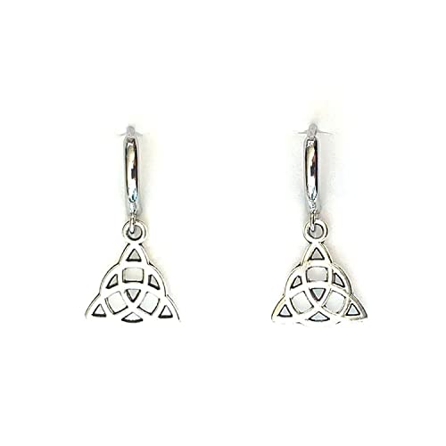 318RkB+ImNL - ASTER ALHELÍ - Pendientes Mujer Aros Chapados en Platino - Colgantes Nudo Celta en Plata Vieja - Nudo Trinidad Handmade Amuleto Protector - Pendientes Originales