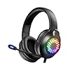 Stereo Gaming Headset, Wired Gaming Headphones Over Ear, Noise Cancelling Mic, 9 Colors Gradient RGB Ligh, Soft Memory Earmuffs for PC, Xbox One/Series PS5 PS4 Controllers, Nintendo (Black)