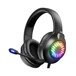 Stereo Gaming Headset, Wired Gaming Headphones Over Ear, Noise Cancelling Mic, 9 Colors Gradient RGB Ligh, Soft Memory Earmuffs for PC, Xbox One/Series PS5 PS4 Controllers, Nintendo (Black)