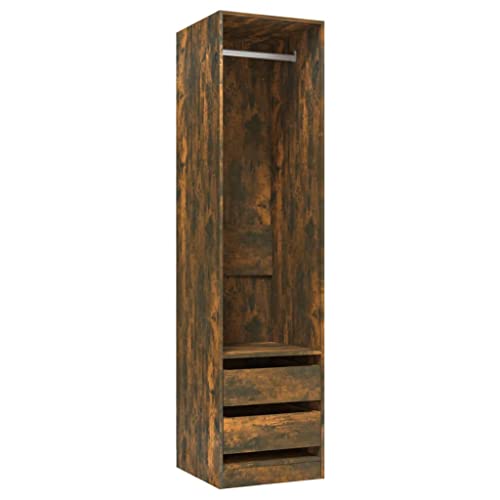 vidaXL Armario con Cajones Ropero Guardarropa Closet Organizador de Ropa Aparador Dormitorio Muebles Contrachapado Roble Ahumado 50x50x200 cm