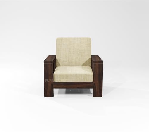 Image of Solid Sheesham Wood 6 Seater Sofa Set for Living Room | Wooden Sofa Set 6 Seater for Living Room 3+2+1 (Walnut Finish)