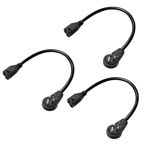 Extensión plana giratoria 360 grados, paquete de 3, 46 cm, negro miniatura 1
