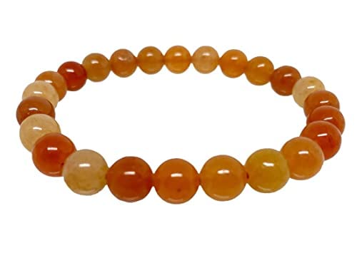 Image of Pachamama Essentials Natural Gemstone Bracelet 7-7.5 In Stretch Gems Stones 8mm Round - Beads Healing Crystals Quartz - Chakra Bracelet (Carnelian)