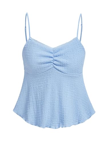Image of SOLY HUX Women's Peplum Tops Summer Casual Ruched Flowy Going Out Top Spaghetti Strap Tank Camisole