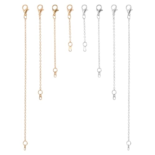 TIESOME 8 PCS Halskette Extender Kette, 2/4/6/8 in Gold & Silber Premium-Kette Extender für Halsketten Armband Delicate Verlängerung Armband Extender für Frauen Schmuck Handwerk machen