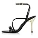GENSHUO Women’s Strappy Heels, Stiletto High Heeled Sandals Open Toe Ankle Strap, Dressy Heels for Party Wedding Evening Black Patent Size 8