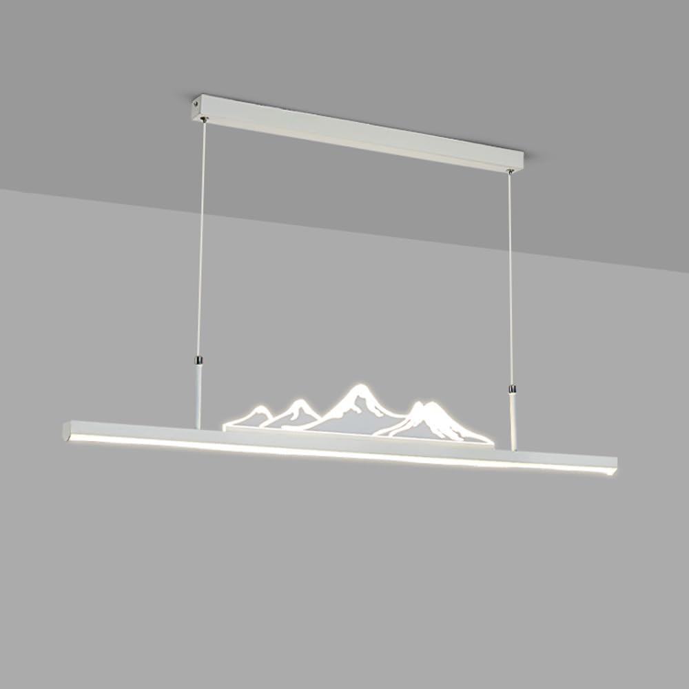 Abinlina 39" Linear Pendant Light Fixture - Dimmable LED Farmhouse Chandelier for Kitchen, Dining Room, and Coffee Bar - Gold and White Finish(White,120CM)