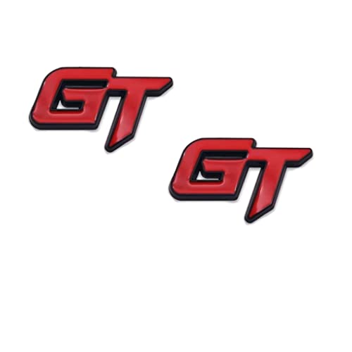 Image of 2 PC GT Emblem Premium 3D Car GT Badge Racing Car Sticker Decorative Decal Replacement Parts Car Hood Door Side Fender Trunk Self-Adhesive Logo Nameplate (Reddish Black)